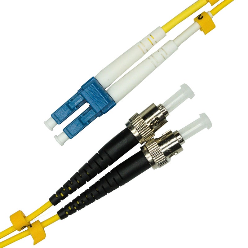Fibershack - 3ft / 1M LC to ST Fiber Patch Cable - Duplex - ST to LC Single Mode Fiber Cable - LSZH SM OS2 Optical Patch Cord - Built for Professionals - Image 1